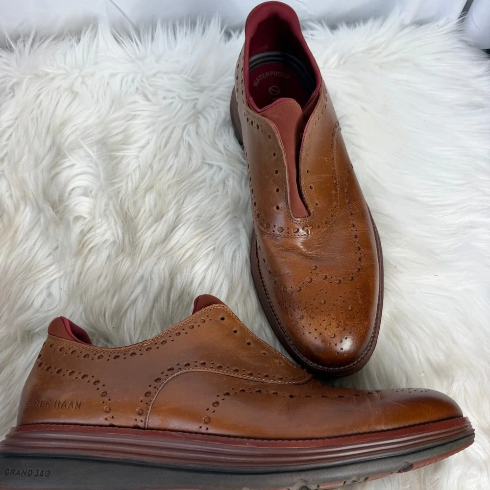 Cole Haan OriginalGrand Waterproof Wingtip Oxford Tan Leather Mens 12 C39527
